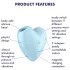 Satisfyer Cutie Heart - klitora stimulators ar gaisa viļņiem uzlādējams zils