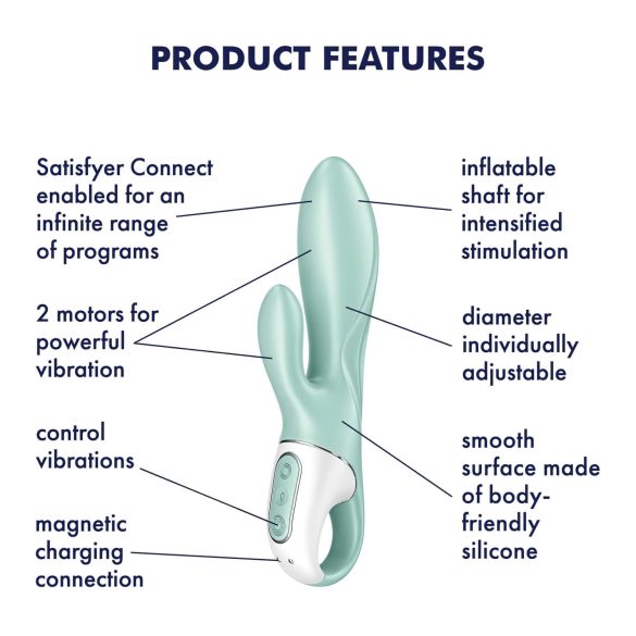Satisfyer Gaisa Pumpis Trušu 5 - inteliģents pumpējams vibrators (piparmētra)