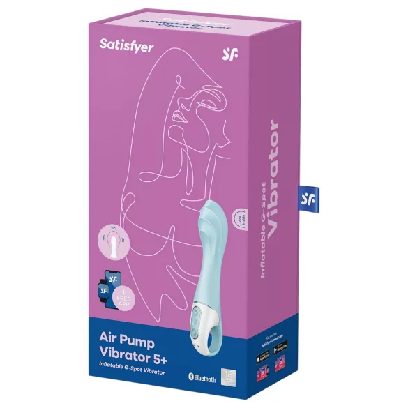 Satisfyer Air Pump Vibrator 5 - lietotnes vadāms (zils)