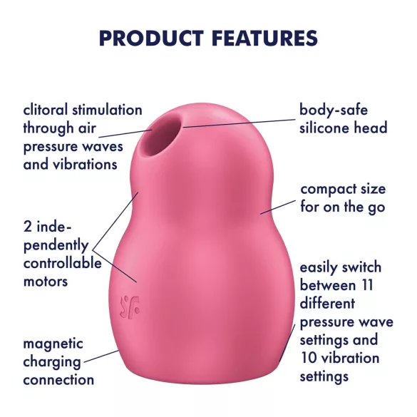 Satisfyer Pro To Go 1 - uzlādējams, gaisa viļņu klitora stimulators (sarkans)