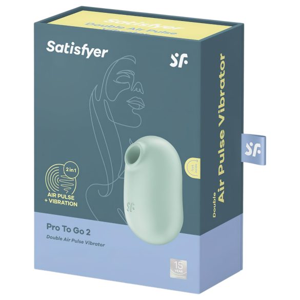 Satisfyer Pro To Go 2 - klitora stimulatora ar gaisa viļņiem, uzlādējams, menta