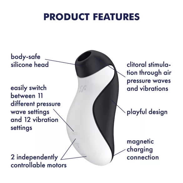 Satisfyer Orca - klitorālais masāžas vibrators ūdensizturīgs melns balts