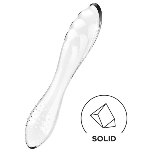 Satisfyer Dazzling Crystal 1 - divpusējs stikla dildo (caurspīdīgs)