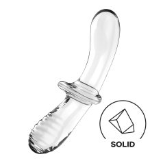   Satisfyer Double Crystal - stikla divpusējs dildo caurspīdīgs