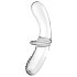 Satisfyer Double Crystal - divpusējs stikla dildo (caurspīdīgs)