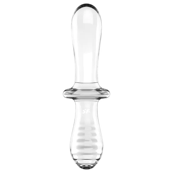 Satisfyer Double Crystal - stikla divpusējs dildo caurspīdīgs