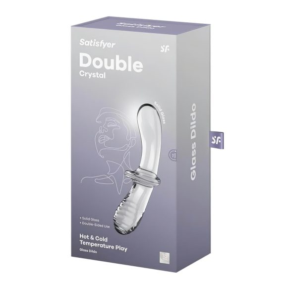 Satisfyer Double Crystal - stikla divpusējs dildo caurspīdīgs