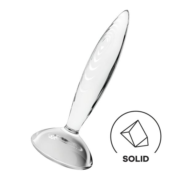 Satisfyer Kristāla spīdums - rievots stikla dildo (caurspīdīgs)