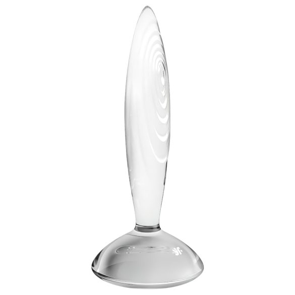 Satisfyer Mirdzošais Kristāls - rievots stikla dildo (caurspīdīgs)
