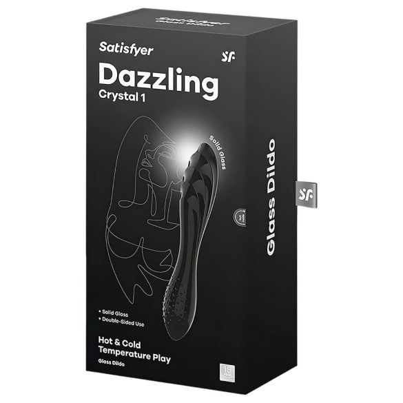 Satisfyer Dazzling Crystal 1 - stikla divpusējs dildo melns