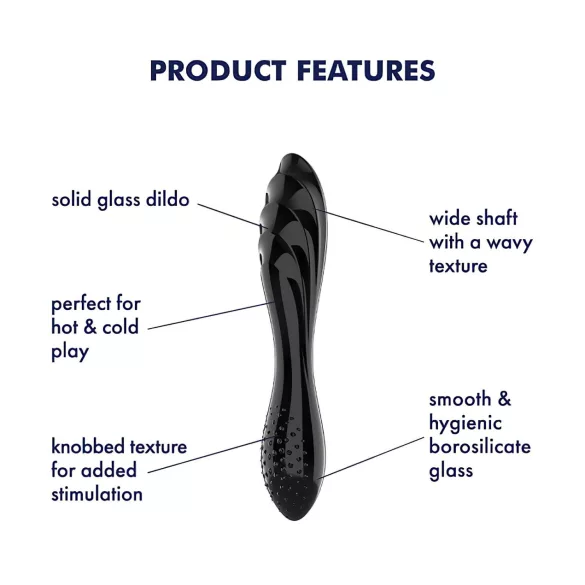 Satisfyer Dazzling Crystal 1 - stikla divpusējs dildo melns