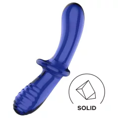 Satisfyer Double Crystal - divpusējs stikla dildo zils