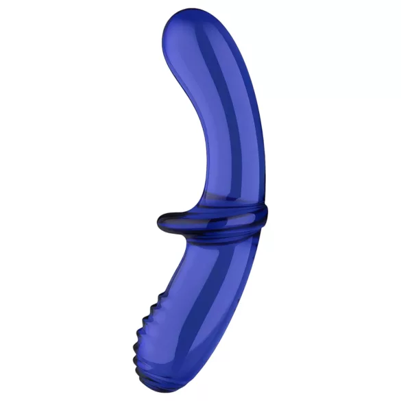 Satisfyer Double Crystal - divpusējs stikla dildo zils
