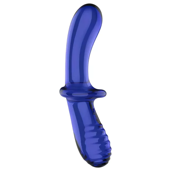 Satisfyer Double Crystal - divpusējs stikla dildo zils