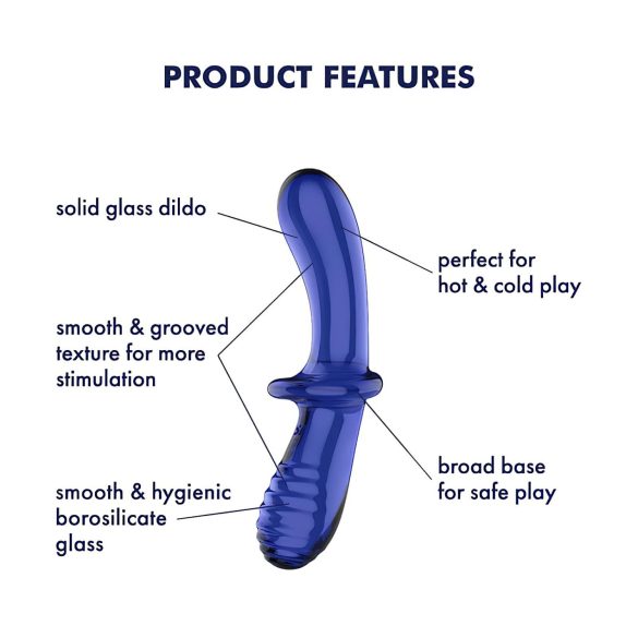 Satisfyer Double Crystal - divpusējs stikla dildo zils