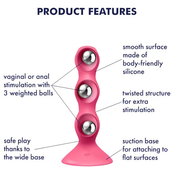 Satisfyer Triple Ball-R - anālais vibrators ar lodītēm rozā
