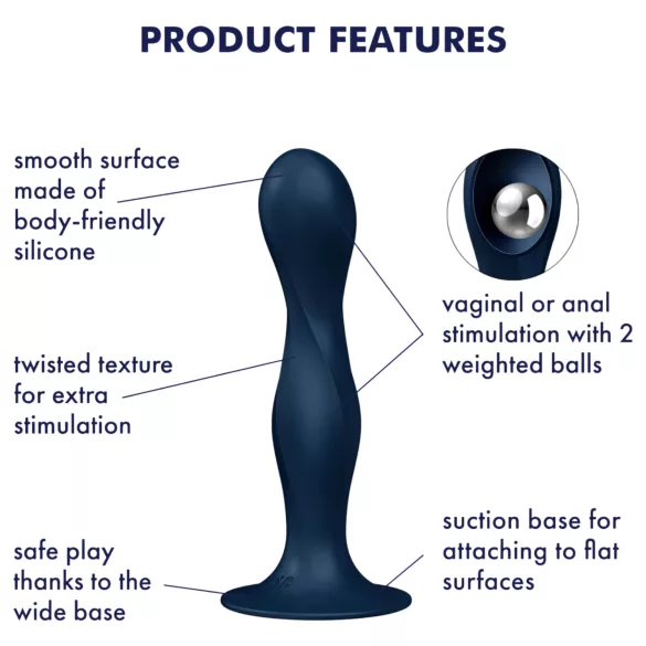 Satisfyer Double Ball-R - iegurņa muskuļu treniņa lodītes zilas