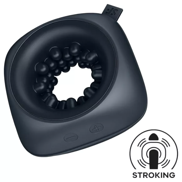 Satisfyer Ring Stroker - uzlādējams, vibrējošs masturbators (melns)