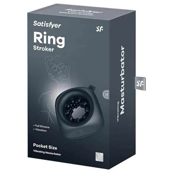 Satisfyer Ring Stroker - uzlādējams, vibrējošs masturbators (melns)