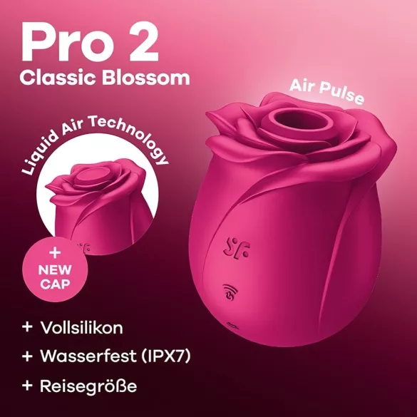 Satisfyer Pro 2 Classic Blossom - klitorālais stimulators ar gaisa viļņiem sarkans