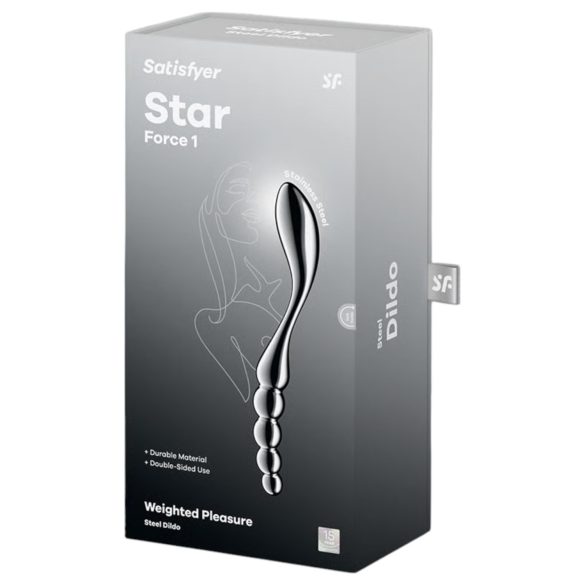 Satisfyer Star Force 1 - metāla dildo ar bumbām sudraba krāsā