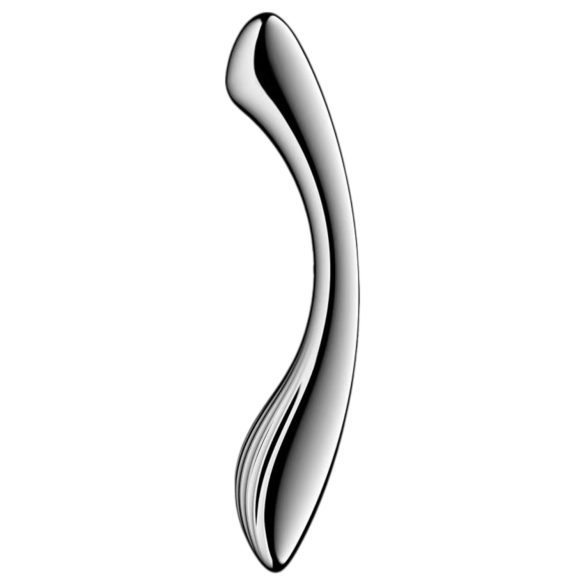 Satisfyer Pure Gravity 1 - metāla dildo ar rievām, sudraba krāsa