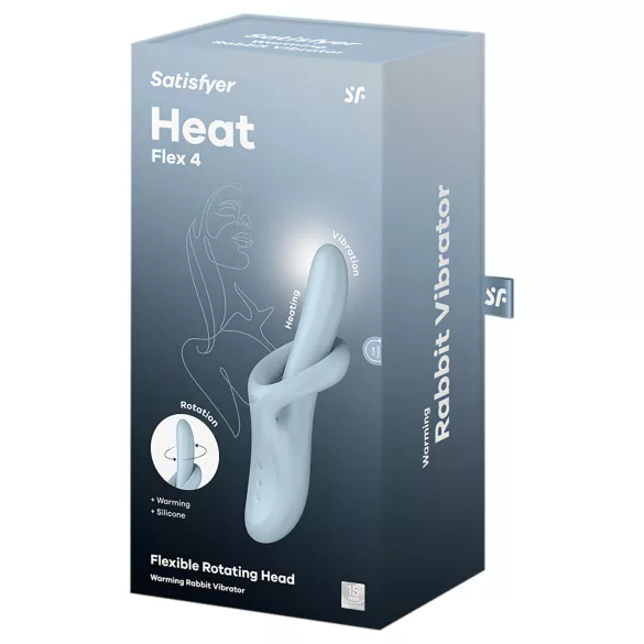Satisfyer Heat Flex 4 - sildošs vibrators ar klitora rokturi (zils)