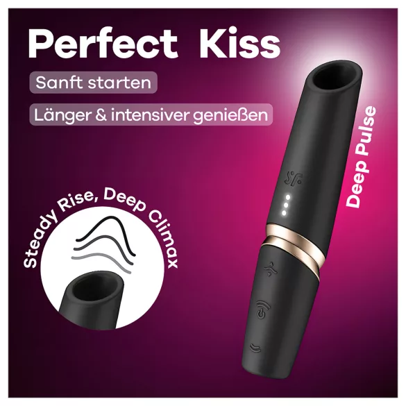 Satisfyer vibrators lūpukrāsas formā, melns