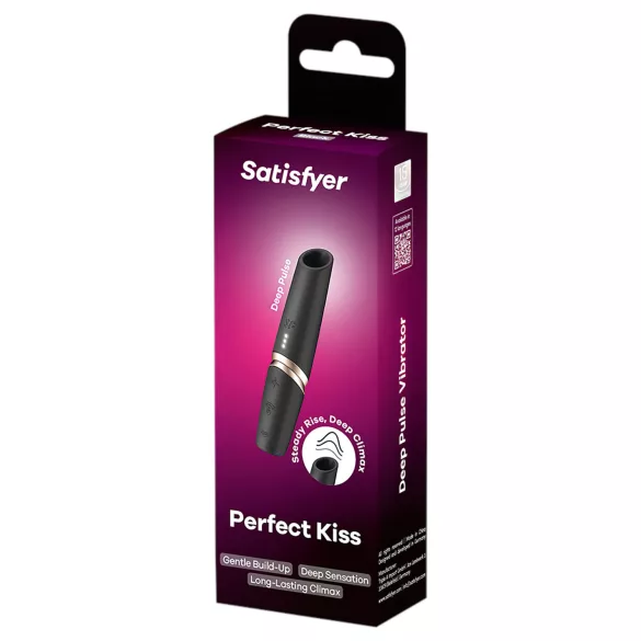 Satisfyer vibrators lūpukrāsas formā, melns