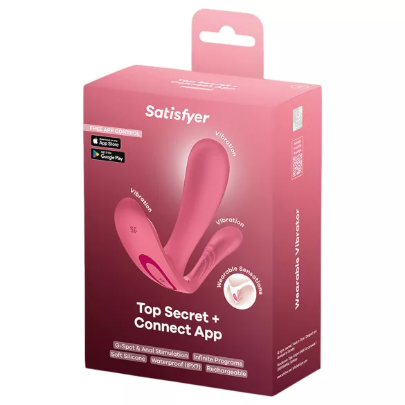 Satisfyer Top Secret+ - valkājams G punkta un anālais vibrators (rozā)