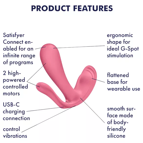 Satisfyer Top Secret+ - valkājams G punkta un anālais vibrators (rozā)