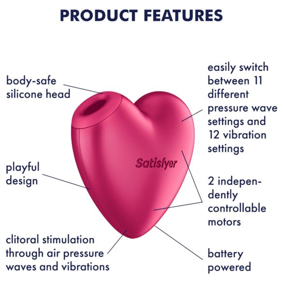 Satisfyer Cutie Heart - klitorā stimulators ar gaisa viļņiem rozā