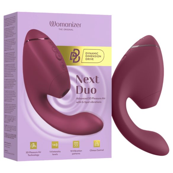 Womanizer Next Duo - vibrators G-punkta un klitora stimulācijai rozā