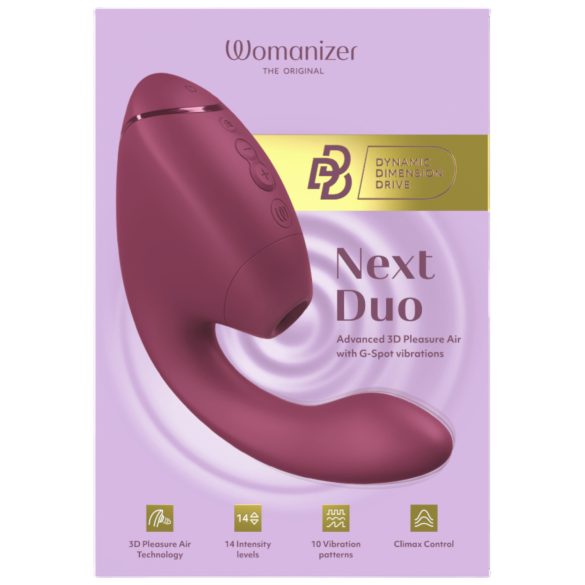 Womanizer Next Duo - vibrators G-punkta un klitora stimulācijai rozā