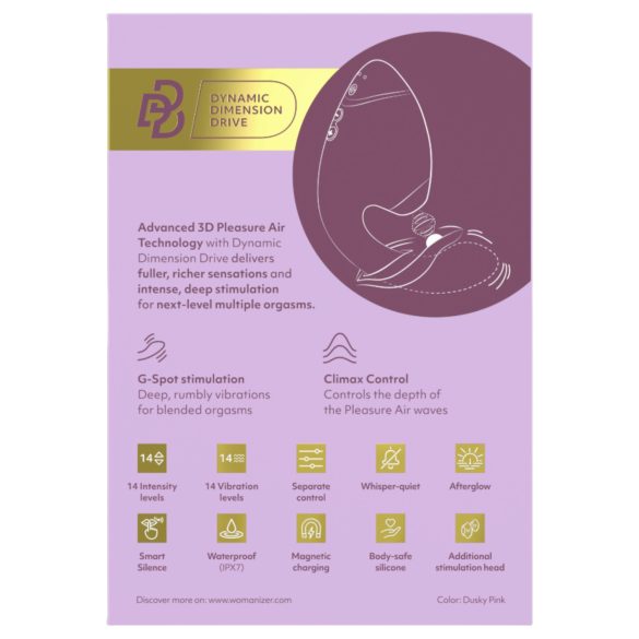 Womanizer Next Duo - vibrators G-punkta un klitora stimulācijai rozā