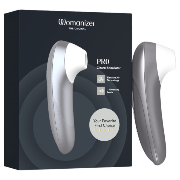 Womanizer Pro - gaisa viļņu klitora stimulators (pelēks)