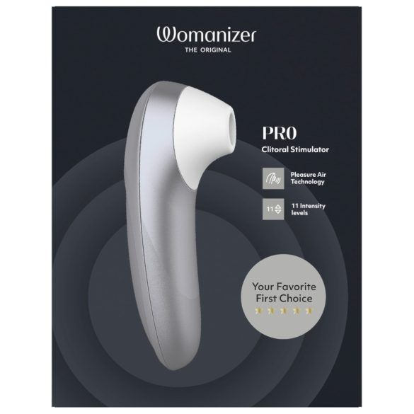 Womanizer Pro - gaisa viļņu klitora stimulators (pelēks)