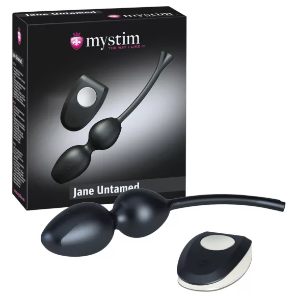mystim Jane Untamed - vibrējošs geišas bumbiņu duets (melns)