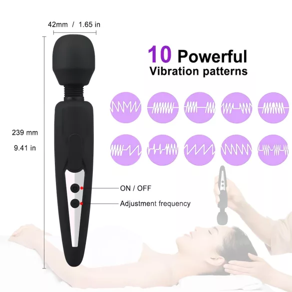 Mrow - masāžas vibrators ūdensizturīgs uzlādējams melns