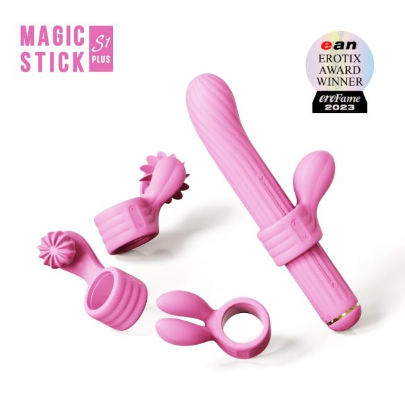 Magic Stick - vibrators, maināmi uzgaļi (rozā)