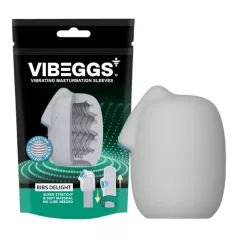 VIBEGGS vibrējošs masturbators olas forma ar rievām balts