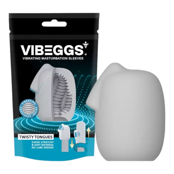 VIBEGGS vibrējošs masturbators olu forma ar mēlīti balts