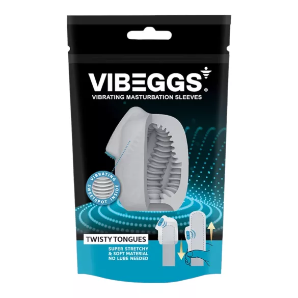VIBEGGS vibrējošs masturbators olu forma ar mēlīti balts