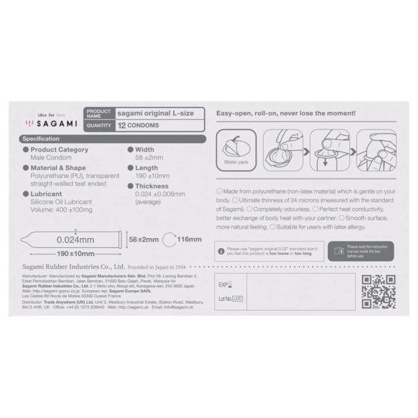 Sagami Original 0.02 prezervatīvi 58mm liela izmēra 6 gab