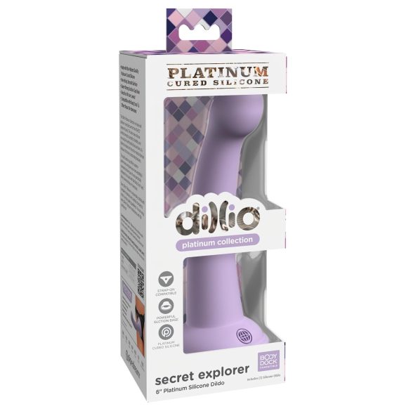 Dillio Slepenais Pētnieks - piesūcekņa dildo (17cm) - violets