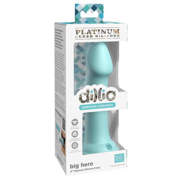 Dillio Lielais Varonis - piesūcekņa dildo (17cm) - tirkīza