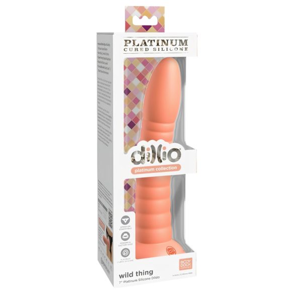 Dillio Nevaldāmā bauda - rievots dildo (19cm) - oranžs