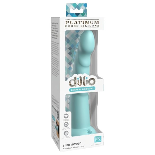 Dillio Slim 7 - piepūšamā stimulējoša dildo (20cm) - tirkīza