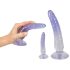 Kristāldzidrs anālais treniņu dildo komplekts - 3gab (caurspīdīgs-zils)