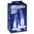 Kristāldzidrs anālais treniņu dildo komplekts - 3gab (caurspīdīgs-zils)